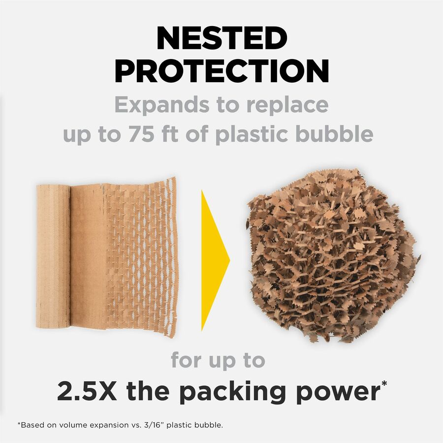 Scotch Cushion Lock Protective Wrap - 12" Width x 175 ft Length - Cushioned, Recyclable, Easy to Use - Kraft Paper - Brown - 1 Roll