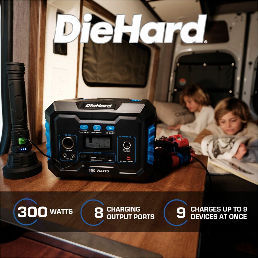 DieHard 300-Watt Lithium-ion Portable Power Station/Solar Generator - Lithium Ion (Li-Ion) - Rich Black