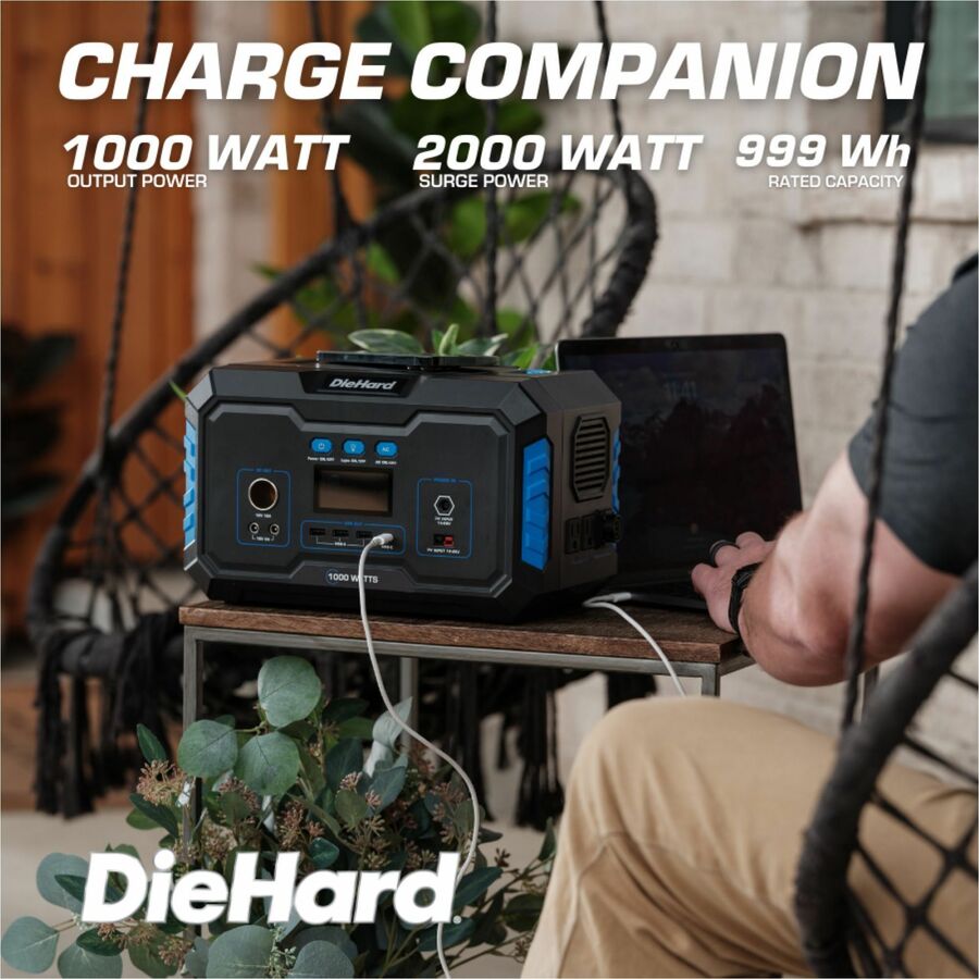 DieHard 1000-Watt Lithium-ion Portable Power Station/Solar Generator - Lithium Ion (Li-Ion) - Rich Black