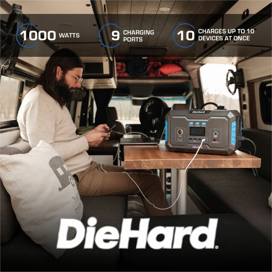 DieHard 1000-Watt Lithium-ion Portable Power Station/Solar Generator - Lithium Ion (Li-Ion) - Rich Black
