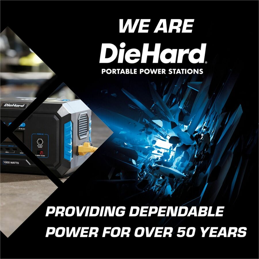 DieHard 1000-Watt Lithium-ion Portable Power Station/Solar Generator - Lithium Ion (Li-Ion) - Rich Black