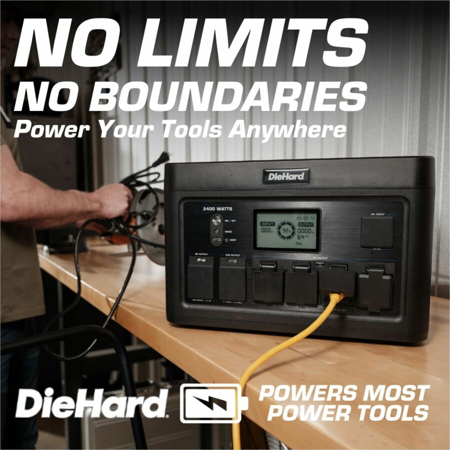 DieHard 2400-Watt Lithium-ion Portable Power Station/Solar Generator - Lithium Ion (Li-Ion) - Rich Black