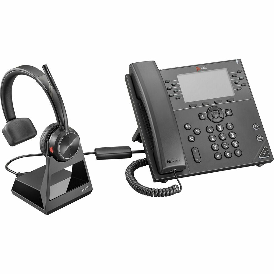 Poly Savi 7210 Office DECT 1920-1930 MHz Single Ear Headset - Mono - RJ-11 - Wired/Wireless - DECT - 393.7 ft - 100 Hz to 6.80 kHz - On-ear - Monaural - Ear-cup - Omni-directional, Noise Cancelling Microphone - Noise Canceling - Black