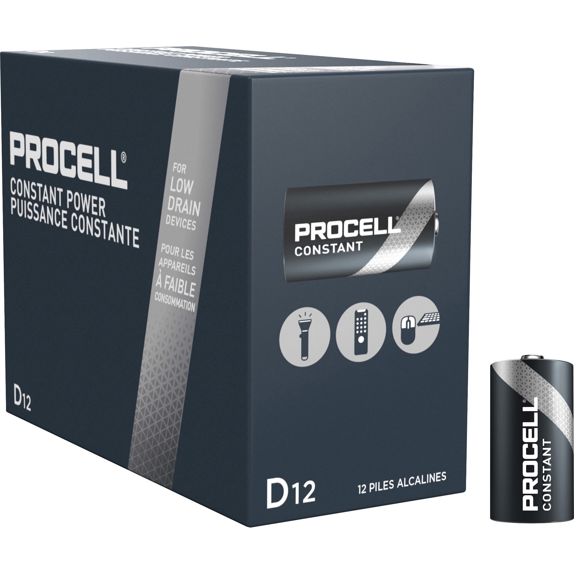 Procell by Duracell Alkaline D Batteries - For Multipurpose - D - 14000 mAh - 1.5 V DC - 12 / Box