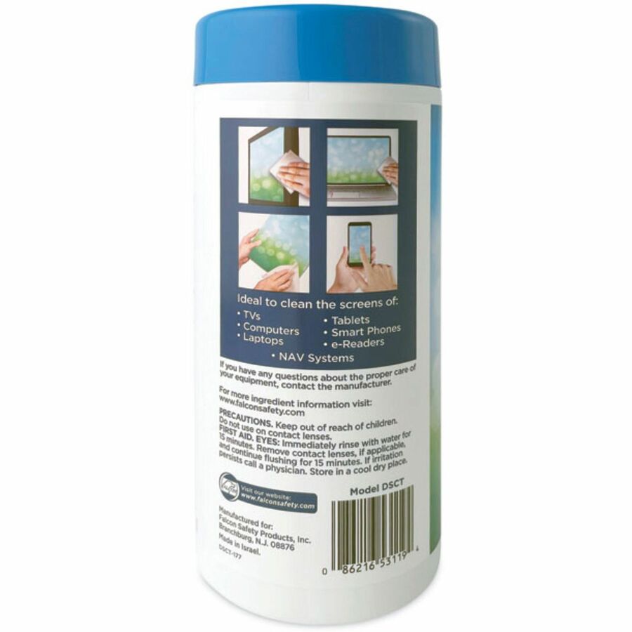 Dust-Off Anti-Static Monitor Wipes - For Monitor - Streak-free, Pre-moistened, Non-abrasive, Alcohol-free, Anti-static - White - 80/Tub - 1 Each