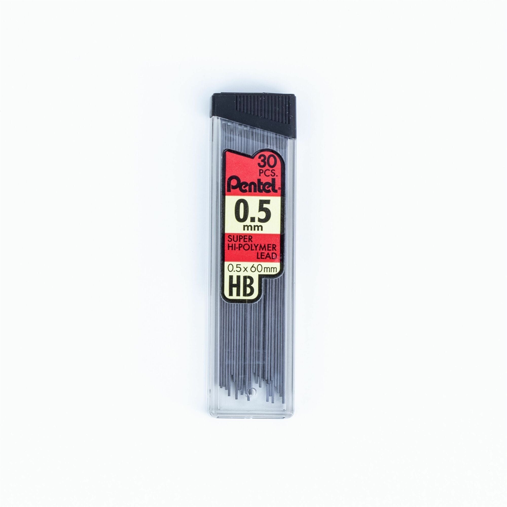Pentel Super Hi-Polymer Leads - 0.5 mm , Fine Point - HB - Black Lead - 30 / Tube