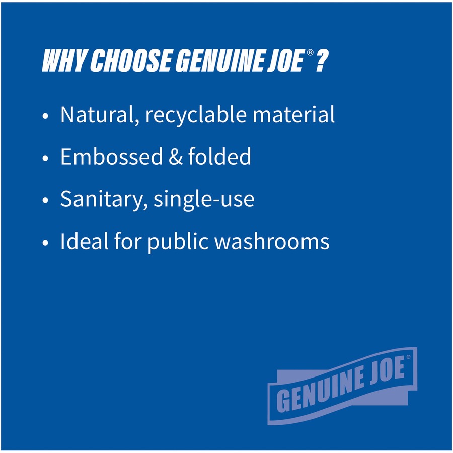 Genuine Joe Multifold Natural Towels - 1 Ply - Multifold - 9.25" Width x 9.40" Length - Natural - Paper - 250 / Pack - 16 / Carton