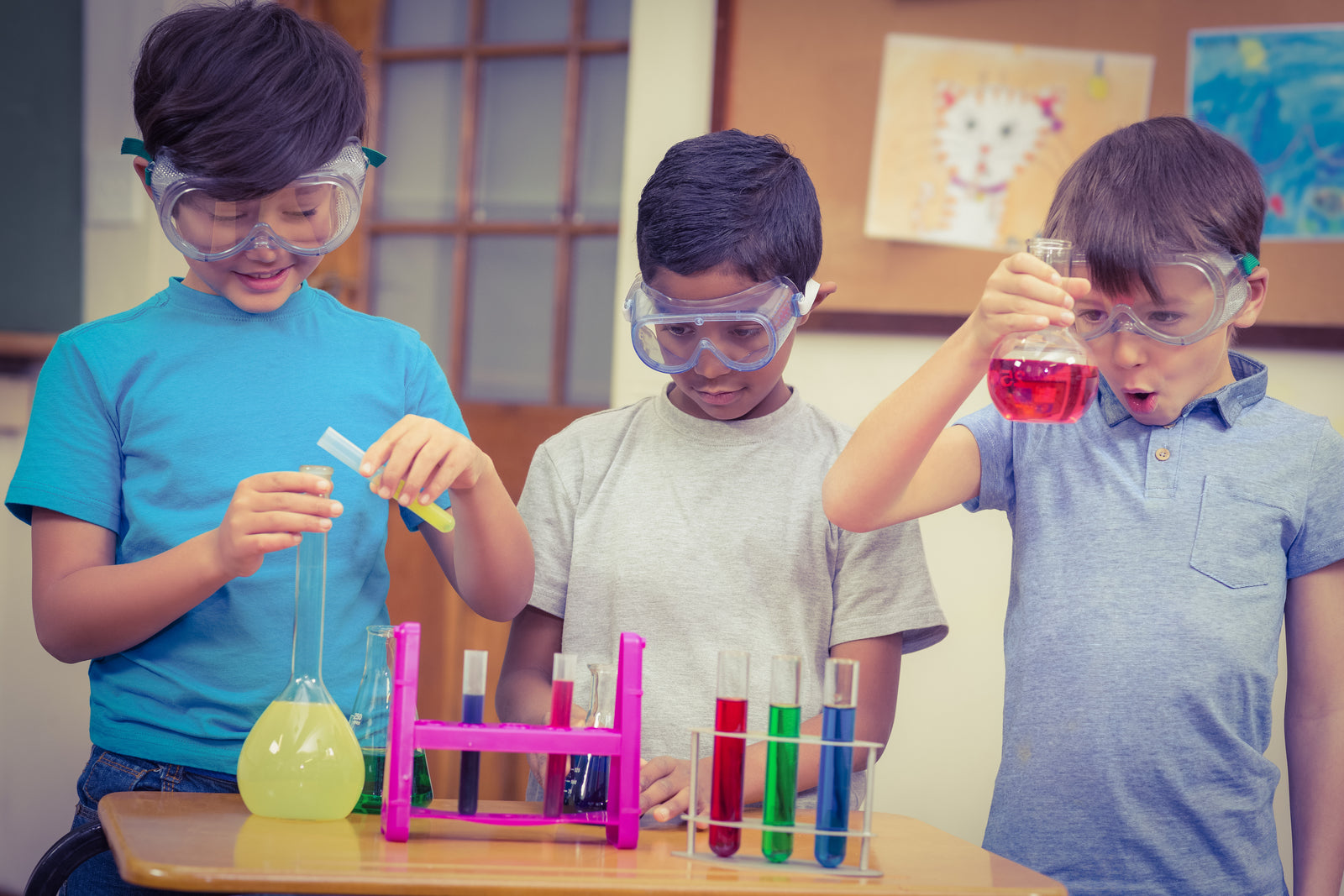 Children in a chemistry class