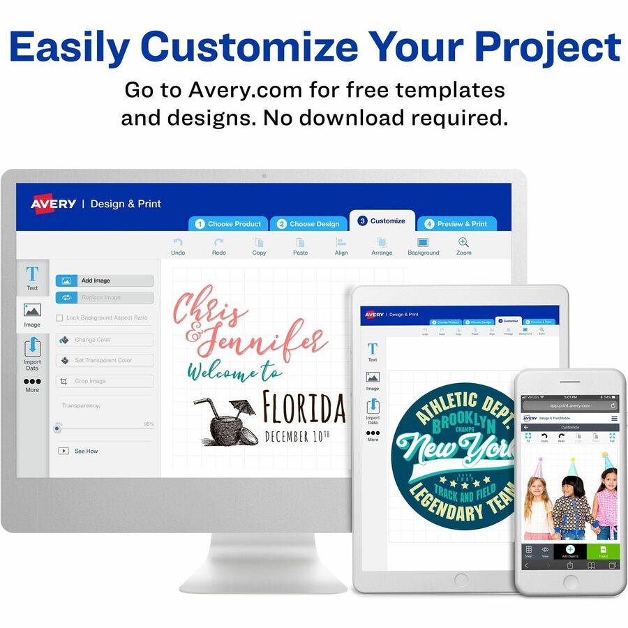 Avery®  Printable Magnet Sheets, 8.5" x 11" , 5 Sheets (3270) - Letter - 8 1/2" x 11" - Matte - Magnetic, Printable, Lightweight - White - 5 / Pack