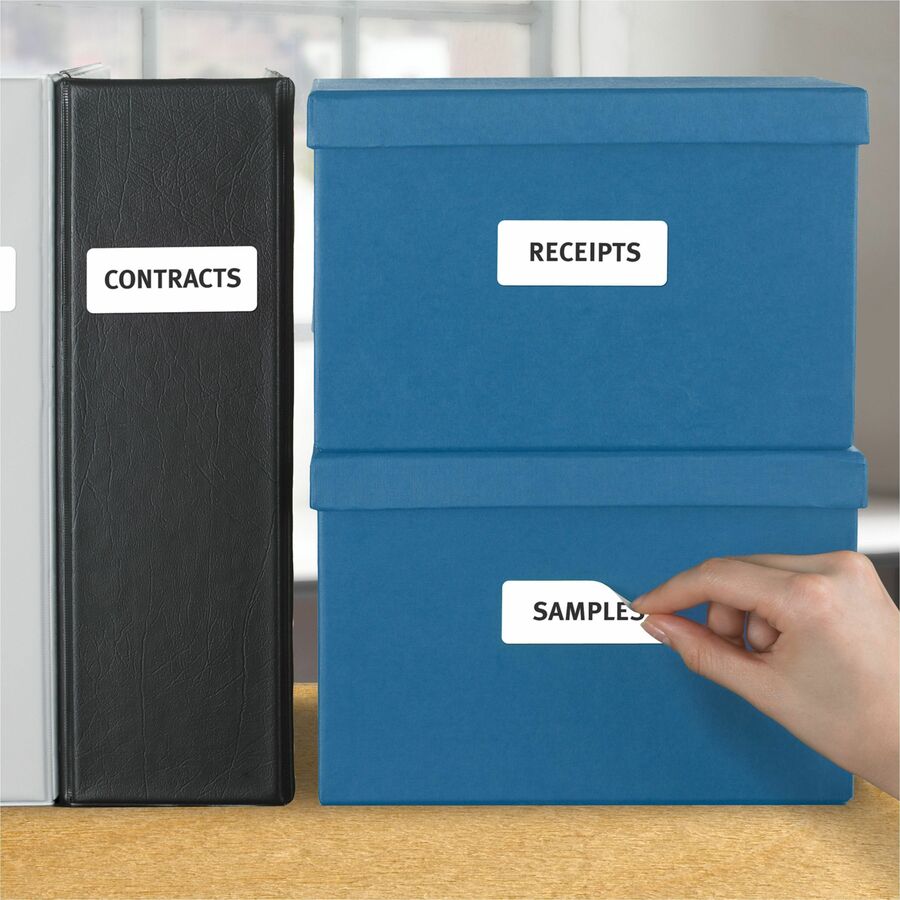 Avery®  Removable I.D. Laser/Inkjet Labels - 1" Width x 2 5/8" Length - Removable Adhesive - Rectangle - Inkjet, Laser - White - Paper - Customizable, Jam Resistant, PVC-free, Removable - 30 / Sheet - 25 Total Sheets - 750 Total Label(s) - 750 / Pack