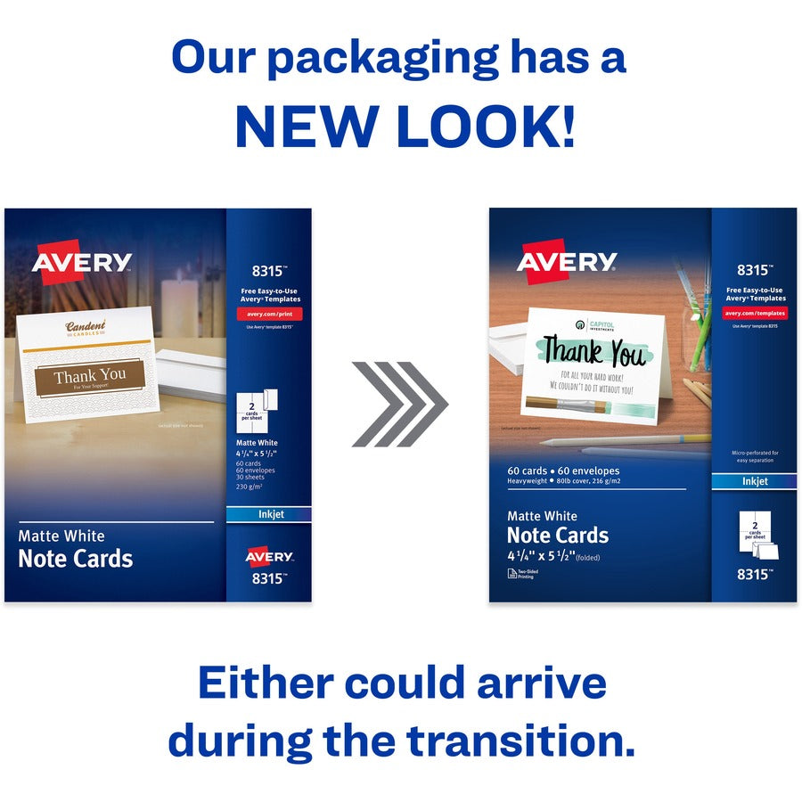 Avery®  Note Cards - 97 Brightness - 5 1/2" x 4 1/4" - Matte - Heavyweight, Smooth Edge - White - 60 / Box