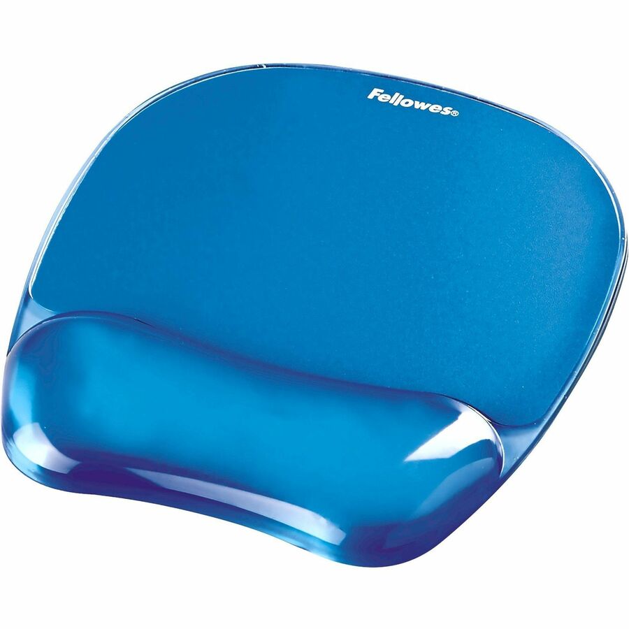 Fellowes Crystals Gel Mousepad/Wrist Rest - 0.75" Height x 7.88" Width x 9.19" Depth - Blue - Gel, Rubber - Stain Resistant, Skid Proof - 1 Each