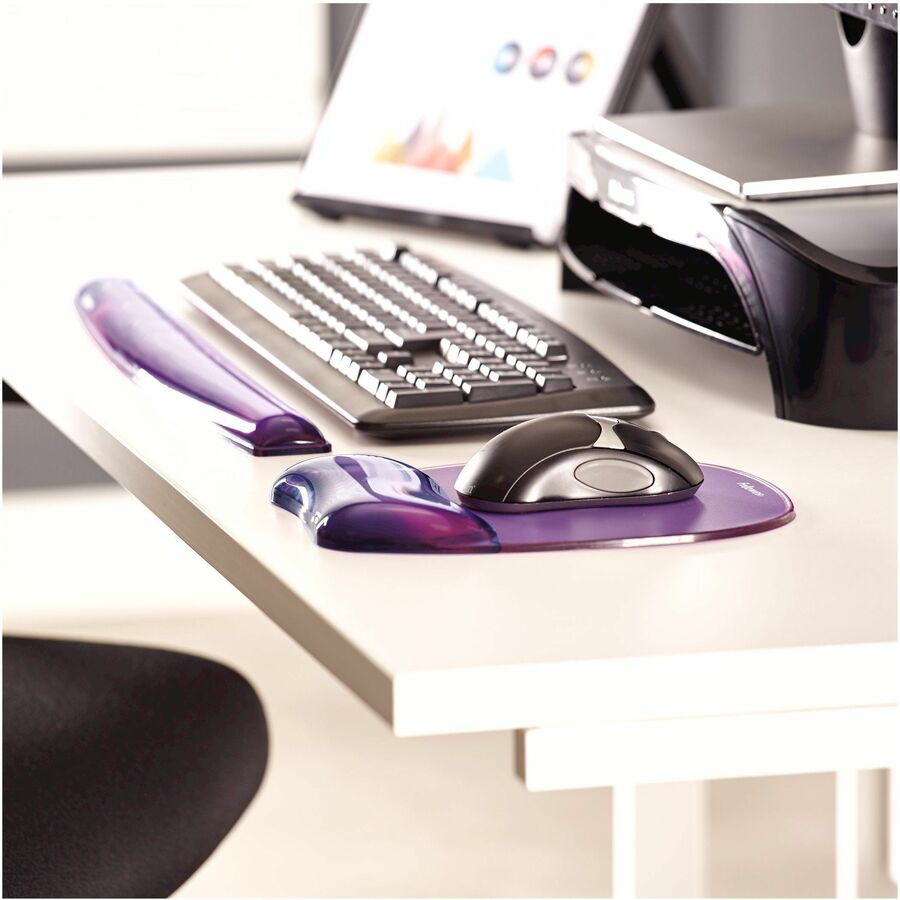 Fellowes Crystals Gel Mousepad/Wrist Rest - 0.75" Height x 7.88" Width x 9.19" Depth - Purple - Rubber, Gel - Stain Resistant, Skid Proof - 1 Each