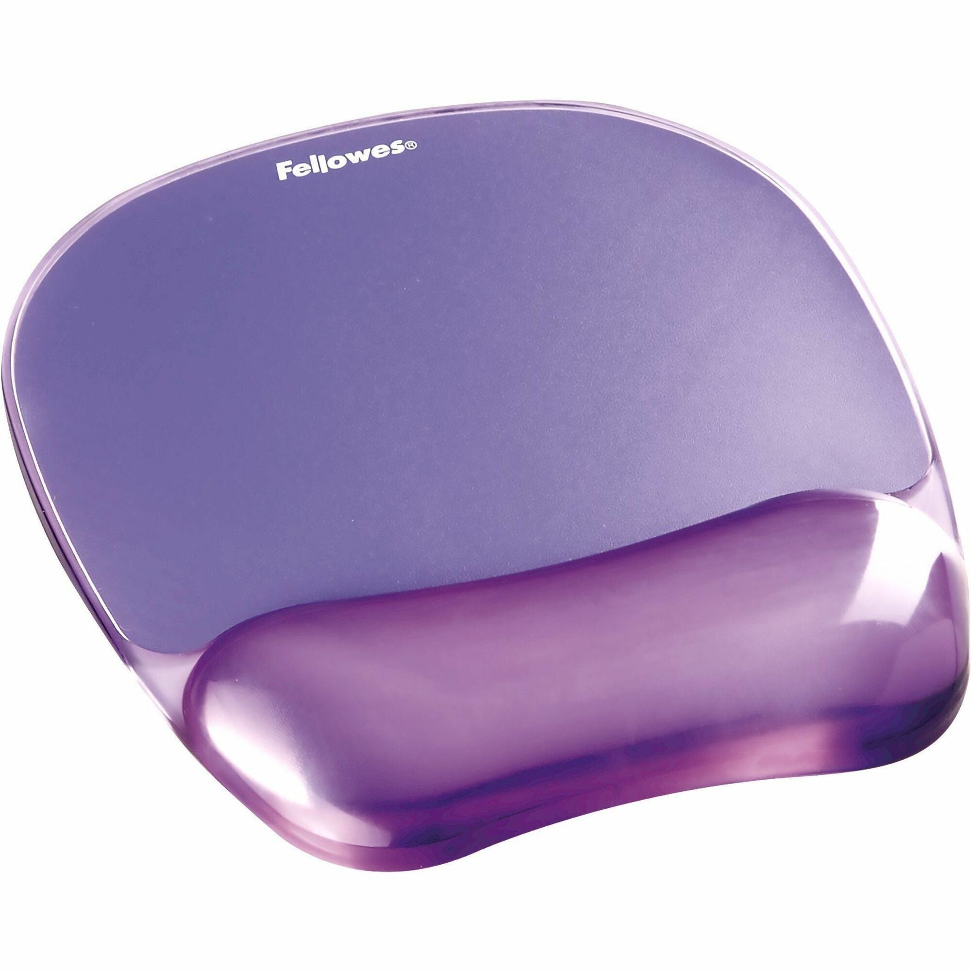 Fellowes Crystals Gel Mousepad/Wrist Rest - 0.75" Height x 7.88" Width x 9.19" Depth - Purple - Rubber, Gel - Stain Resistant, Skid Proof - 1 Each