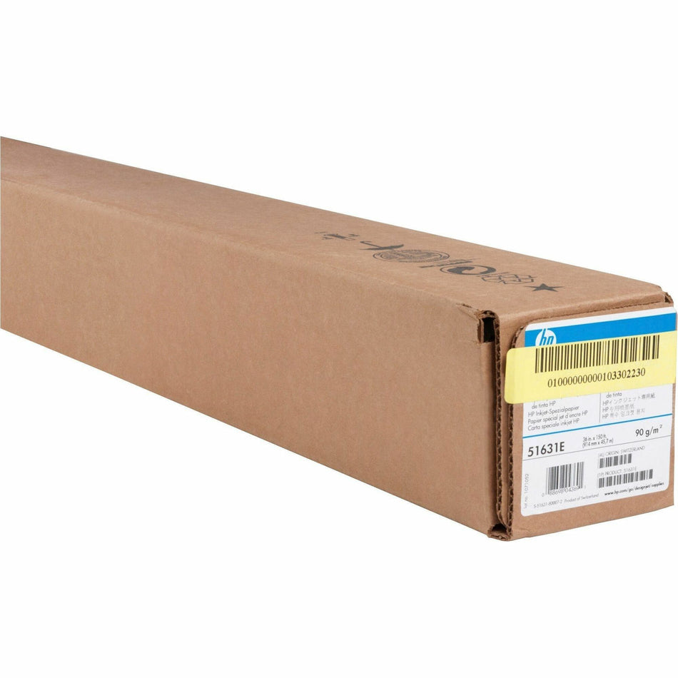 HP Wide Format Special Inkjet Technical Paper - 93 Brightness - 91% Opacity - A0 - 36" x 150 ft - 24 lb Basis Weight - Quick Drying, Smudge Resistant, Water Resistant - Matte - 1 Roll