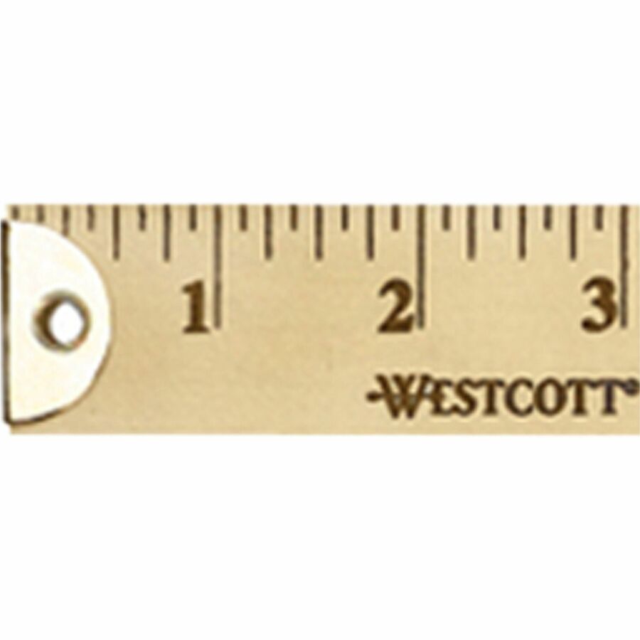 Westcott Wood Yardstick - 36" Length x 1" Width - 1/8 Graduations - Imperial Measuring System - Wood - Blue - 1 Each