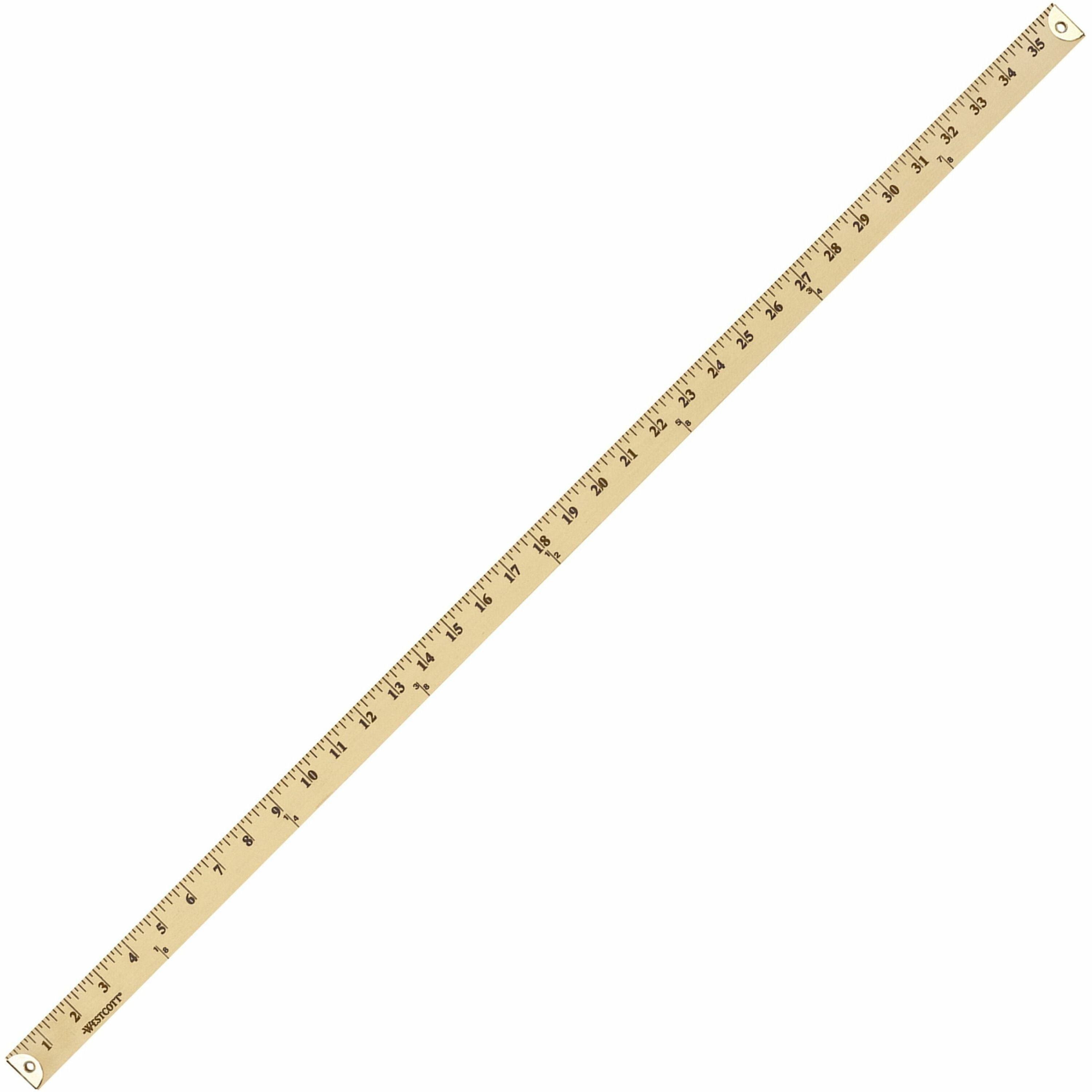 Westcott Wood Yardstick - 36" Length x 1" Width - 1/8 Graduations - Imperial Measuring System - Wood - Blue - 1 Each