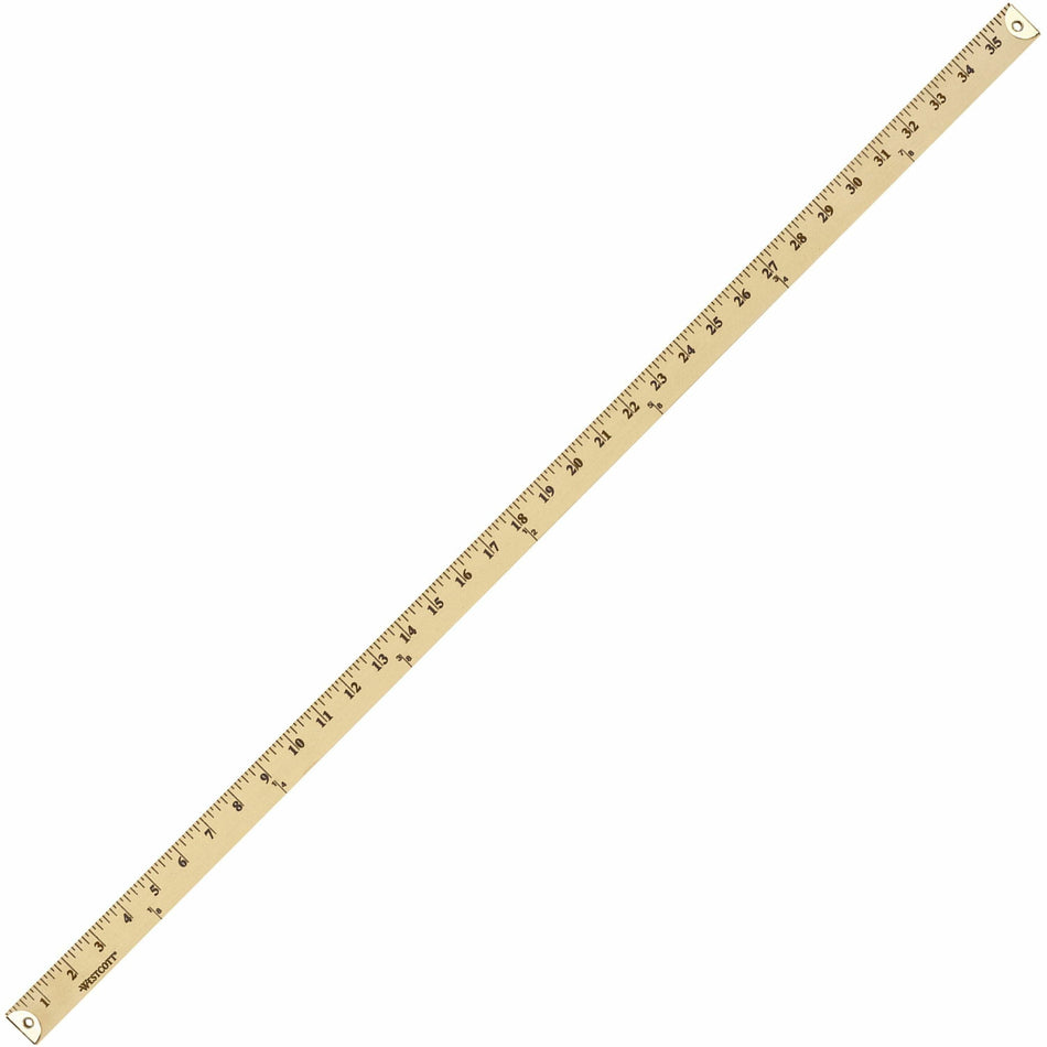 Westcott Wood Yardstick - 36" Length x 1" Width - 1/8 Graduations - Imperial Measuring System - Wood - Blue - 1 Each