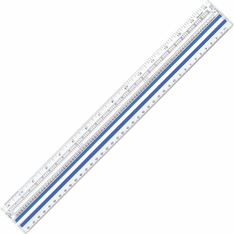 Westcott Magnifying Computer Printout Rulers - 15" Length x 1" Width - 1/16 Graduations - Imperial, Metric Measuring System - Acrylic - Clear - 1 Each