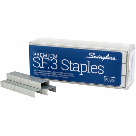 Swingline S.F. 3 Premium Staples - Premium - 1/4" Leg - for Paper - Chisel Point - Silver - 105 Per Strip - 5000 / Box