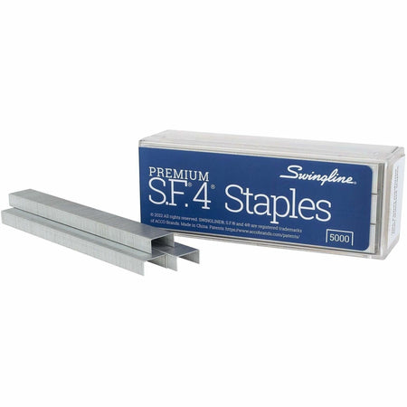 Swingline S.F. 4 Premium Staples - Standard - 1/4" Leg - 1/2" Crown - Chisel Point - Silver - 210 Per Strip - 5000 / Box