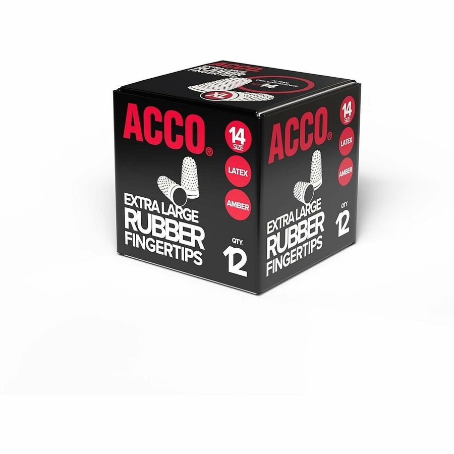 ACCO Rubber Finger Tips - #14 with 0.88" Diameter - Extra Large Size - Rubber - Amber - 1 Dozen