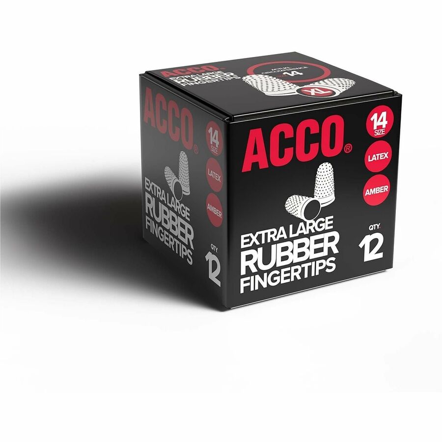 ACCO Rubber Finger Tips - #14 with 0.88" Diameter - Extra Large Size - Rubber - Amber - 1 Dozen