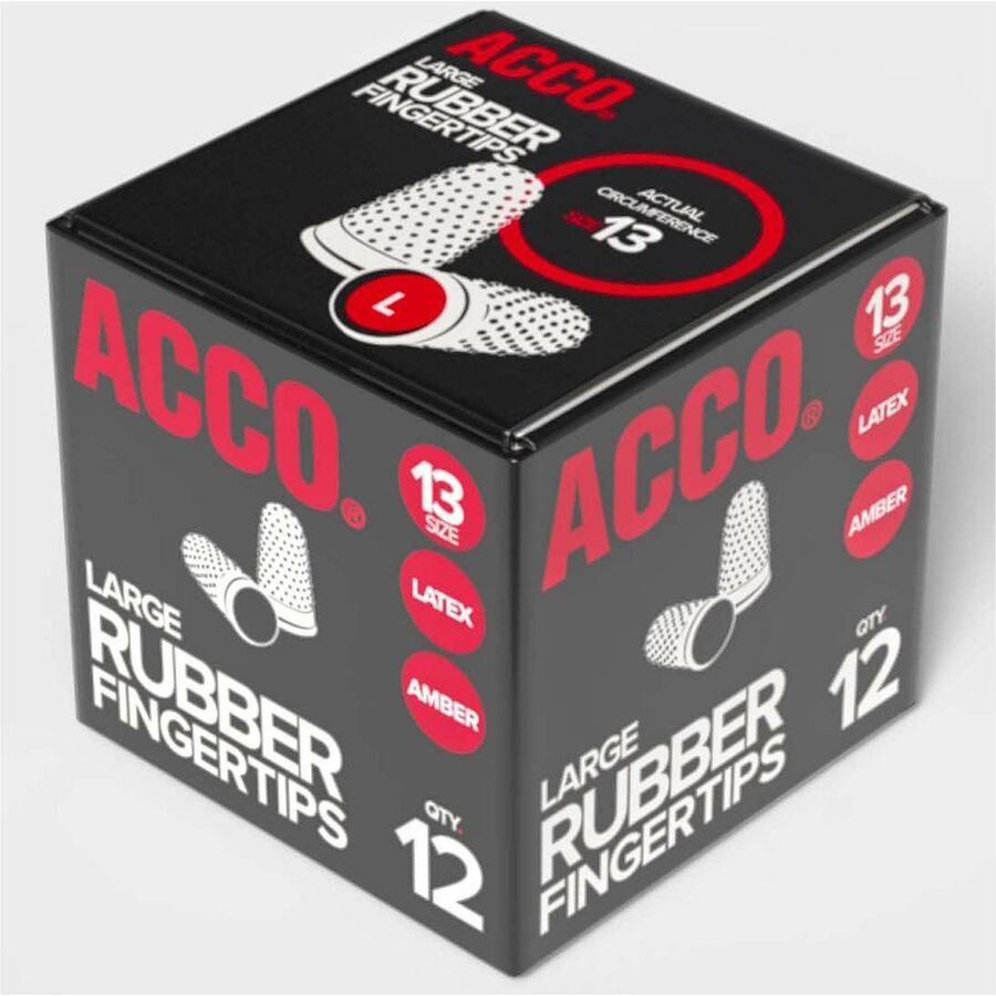 ACCO Rubber Finger Tips - #13 with 0.75" Diameter - Large Size - Rubber - Amber - 1 Dozen