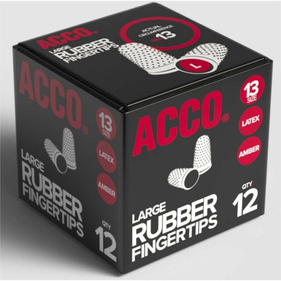 ACCO Rubber Finger Tips - #13 with 0.75" Diameter - Large Size - Rubber - Amber - 1 Dozen
