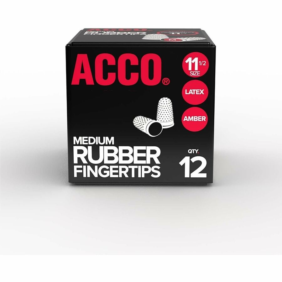 ACCO Rubber Finger Tips - #11.5 with 0.63" Diameter - Medium Size - Rubber - Amber - 12 / Box
