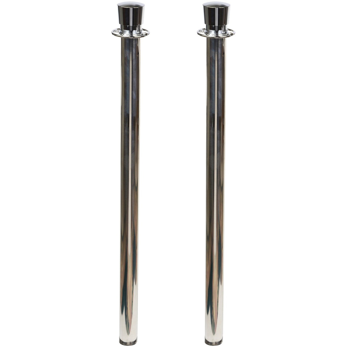 Tatco Heavy-duty Posts for Stanchion - Stainless Steel 41" Post - Black Rope Attachment - Chrome - 2 / Box