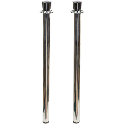 Tatco Heavy-duty Stanchion Posts - Stainless Steel 41’’ - Black Rope Attachment - Crowd Control