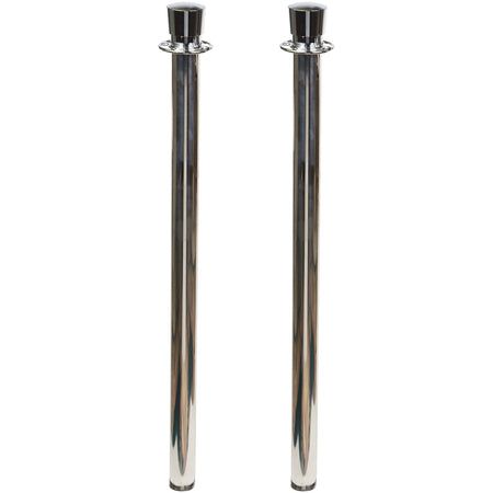 Tatco Heavy-duty Posts for Stanchion - Stainless Steel 41" Post - Black Rope Attachment - Chrome - 2 / Box