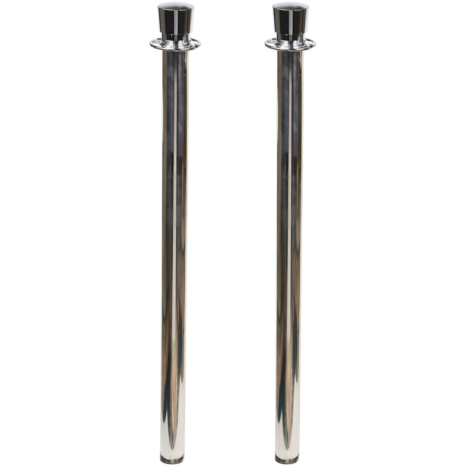 Tatco Heavy-duty Posts for Stanchion - Stainless Steel 41" Post - Black Rope Attachment - Chrome - 2 / Box