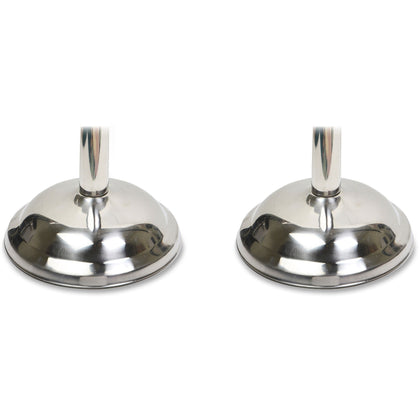 Tatco Bell-shaped Weight Base for Stanchion - Stainless Steel Post - Black Rope Attachment - Chrome - 2 / Box