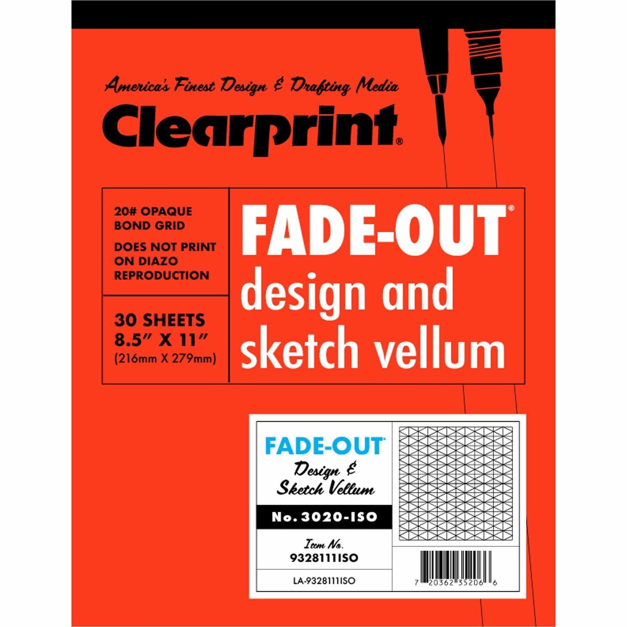 Clearprint Isometric Grid Paper Pad - Letter - 30 Sheets - 20 lb Basis Weight - Letter - 8 1/2" x 11" Sheet Size - White Paper - 1 Pad