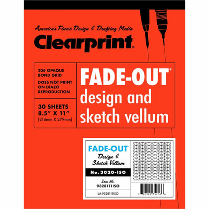 Clearprint Isometric Grid Paper Pad - Letter - 30 Sheets - 20 lb Basis Weight - Letter - 8 1/2" x 11" Sheet Size - White Paper - 1 Pad