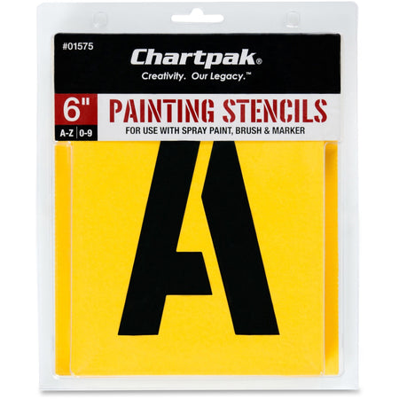 Chartpak Painting Stencils: 6’’ Gothic Letters/Numbers - Yellow - Stencils