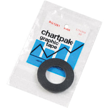 Chartpak Glossy Graphic Tape: Black, 27ft x 0.13" - Creep Resistant Art Tape