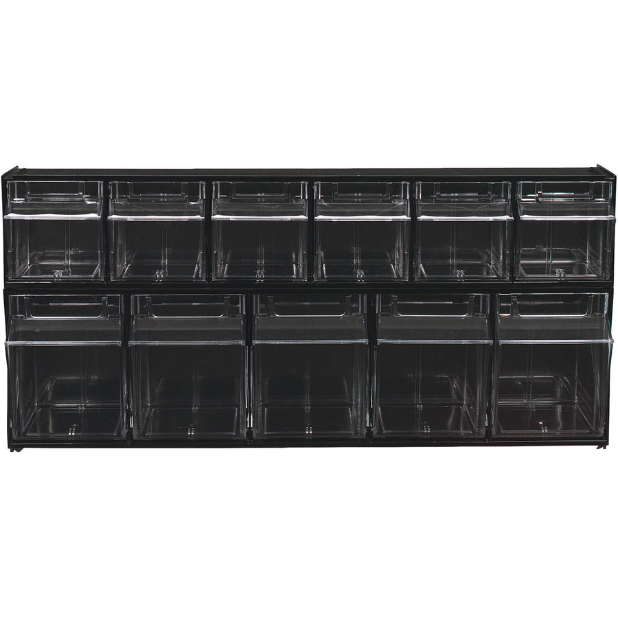 Deflecto Tilt Bin Interlocking Multi-Bin Storage Organizer - 5 Compartment(s) - 6.50" Height x 23.63" Width x 5.25" Depth - Interlockable - Black - Plastic - 1 Each