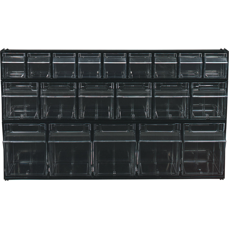 Deflecto Tilt Bin Interlocking Multi-Bin Storage Organizer - 5 Compartment(s) - 6.50" Height x 23.63" Width x 5.25" Depth - Interlockable - Black - Plastic - 1 Each