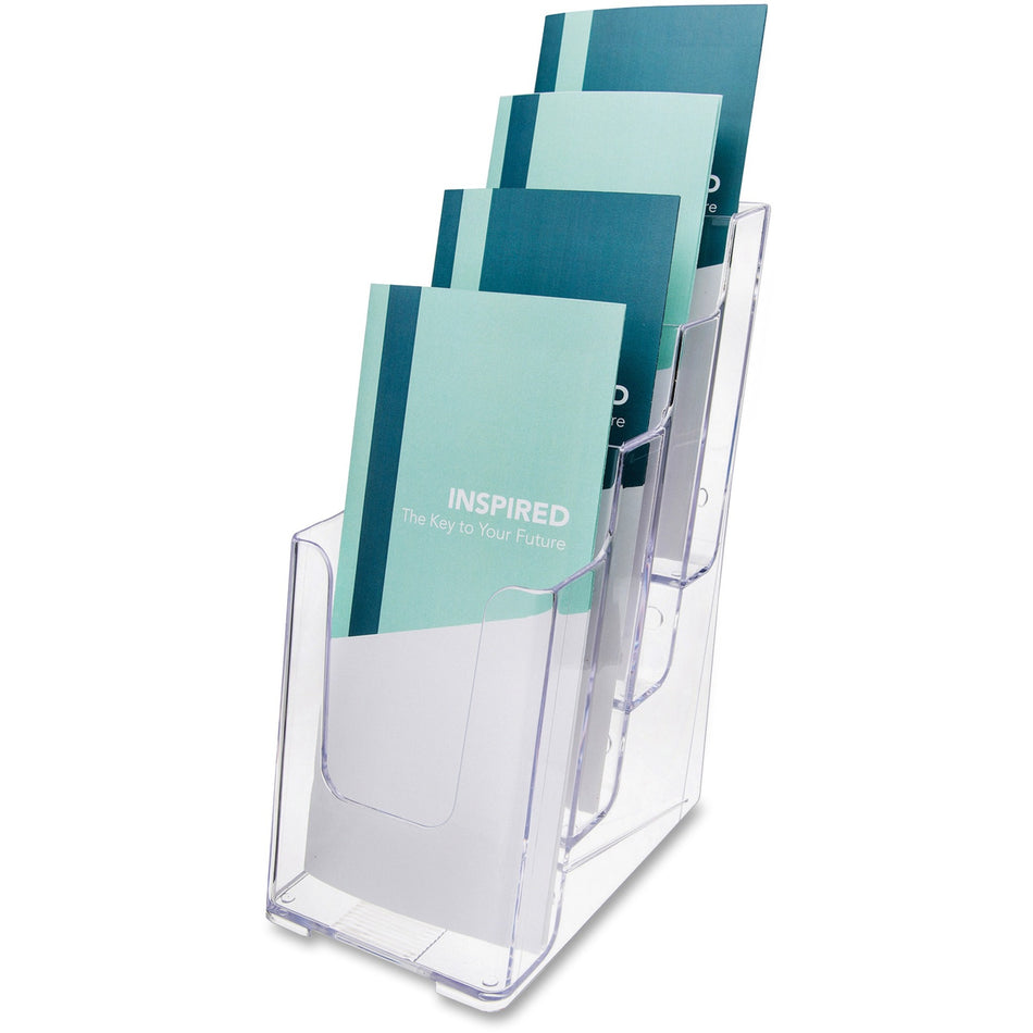 Deflecto Multi-Compartment DocuHolder - 4 Pocket(s) - 4 Tier(s) - 10" Height x 4.87" Width x 8" Depth - Desktop - Leaflet Size - Clear - Plastic - 1 Each