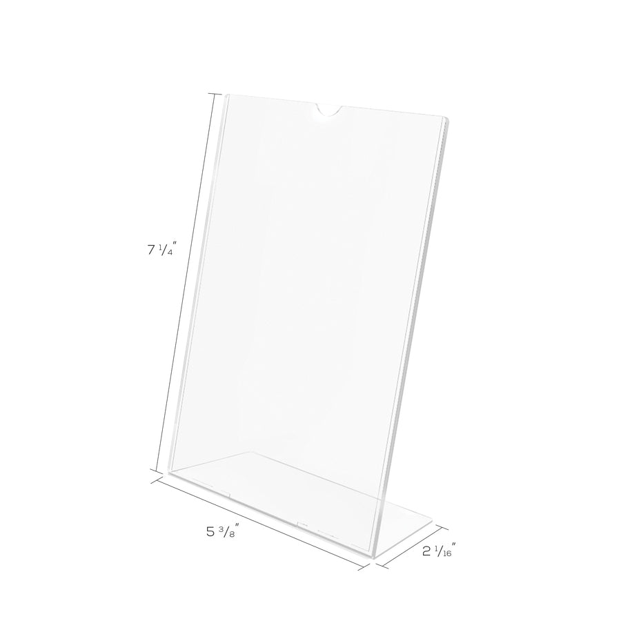 Deflecto Superior Image Slanted Sign Holders - 7" Width x 5" Height - Top Loading - Plastic - Clear - 1 Each