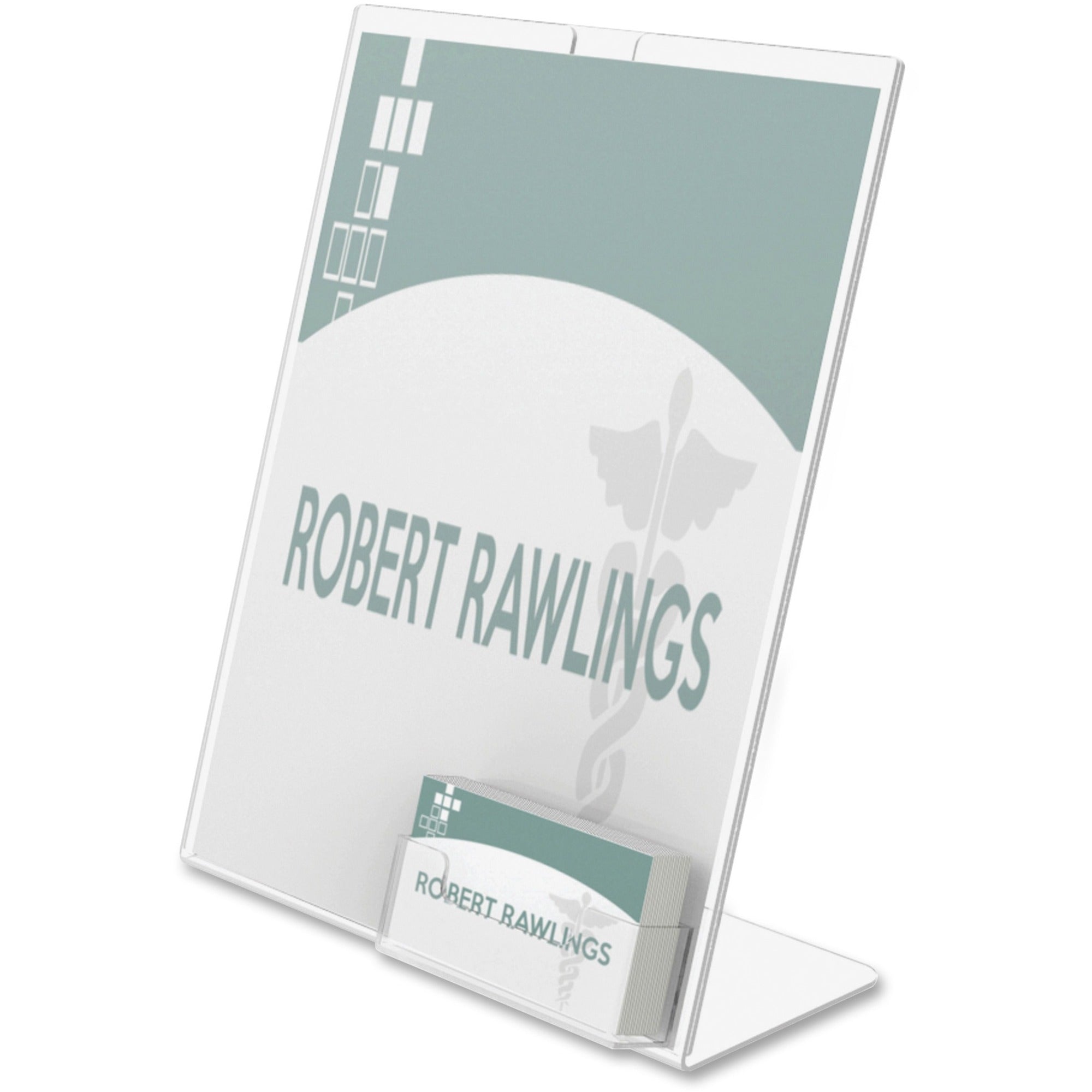 Deflecto Superior Image Slanted Sign Holders - 11" Width x 8.5" Height - Rectangular Shape - Plastic - Clear - 1 Each