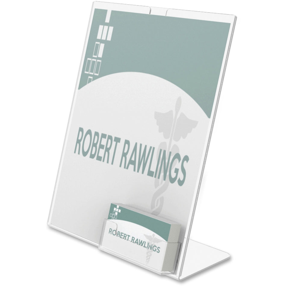 Deflecto Superior Image Slanted Sign Holders - 11" Width x 8.5" Height - Rectangular Shape - Plastic - Clear - 1 Each