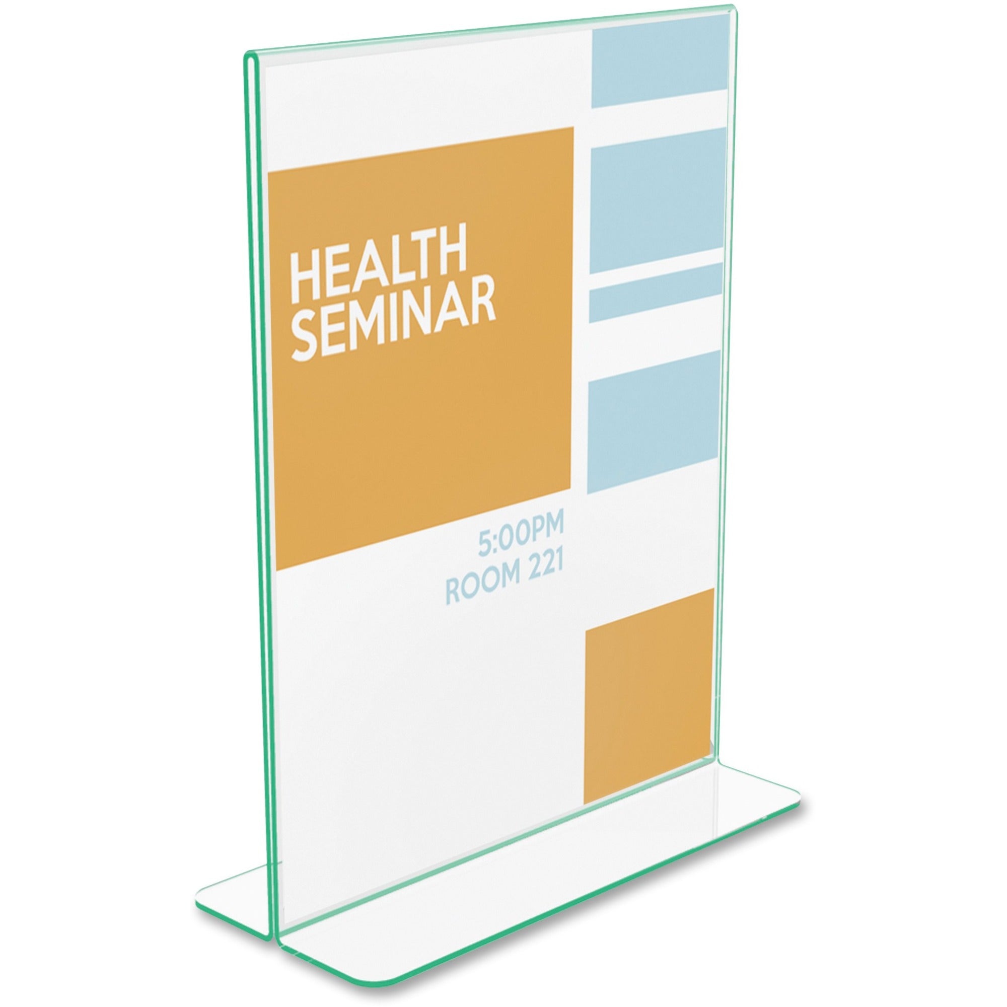 Deflecto Superior Image Premium Green Edge Sign Holder - 8.5" Width x 11" Height - Side-loading, Bottom Loading - 1 Each