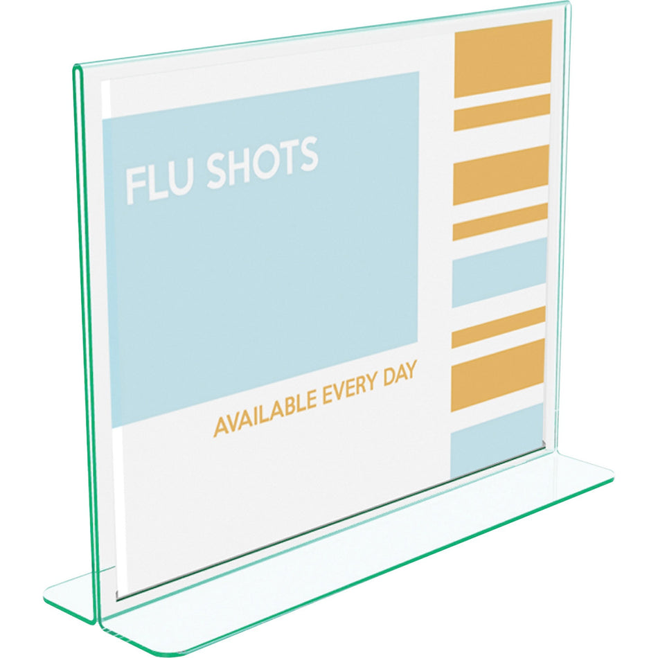 Deflecto Superior Image Premium Green Edge Sign Holder - 11" Width x 8.5" Height - Side-loading, Bottom Loading - 1 Each