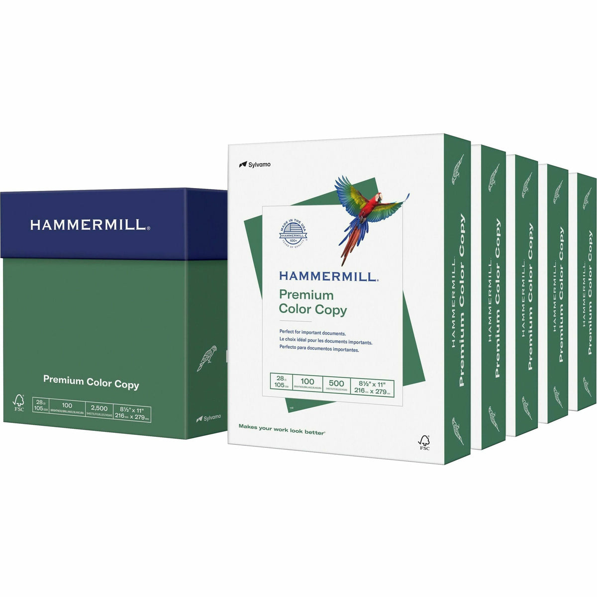 Hammermill Premium Color Copy Paper - White - 100 Brightness - Letter - 8 1/2" x 11" - 28 lb Basis Weight - White - 500 Sheets per Ream - 5 / Carton