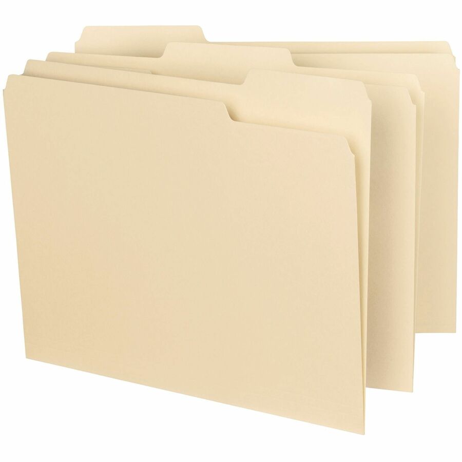 Smead 1/3 Tab Cut Letter Recycled Interior File Folder - 8 1/2" x 11" - 3/4" Expansion - Top Tab Location - Assorted Tab Position - 11 pt. - 1 Plys - Manila - 10% Recycled - 100 / Box