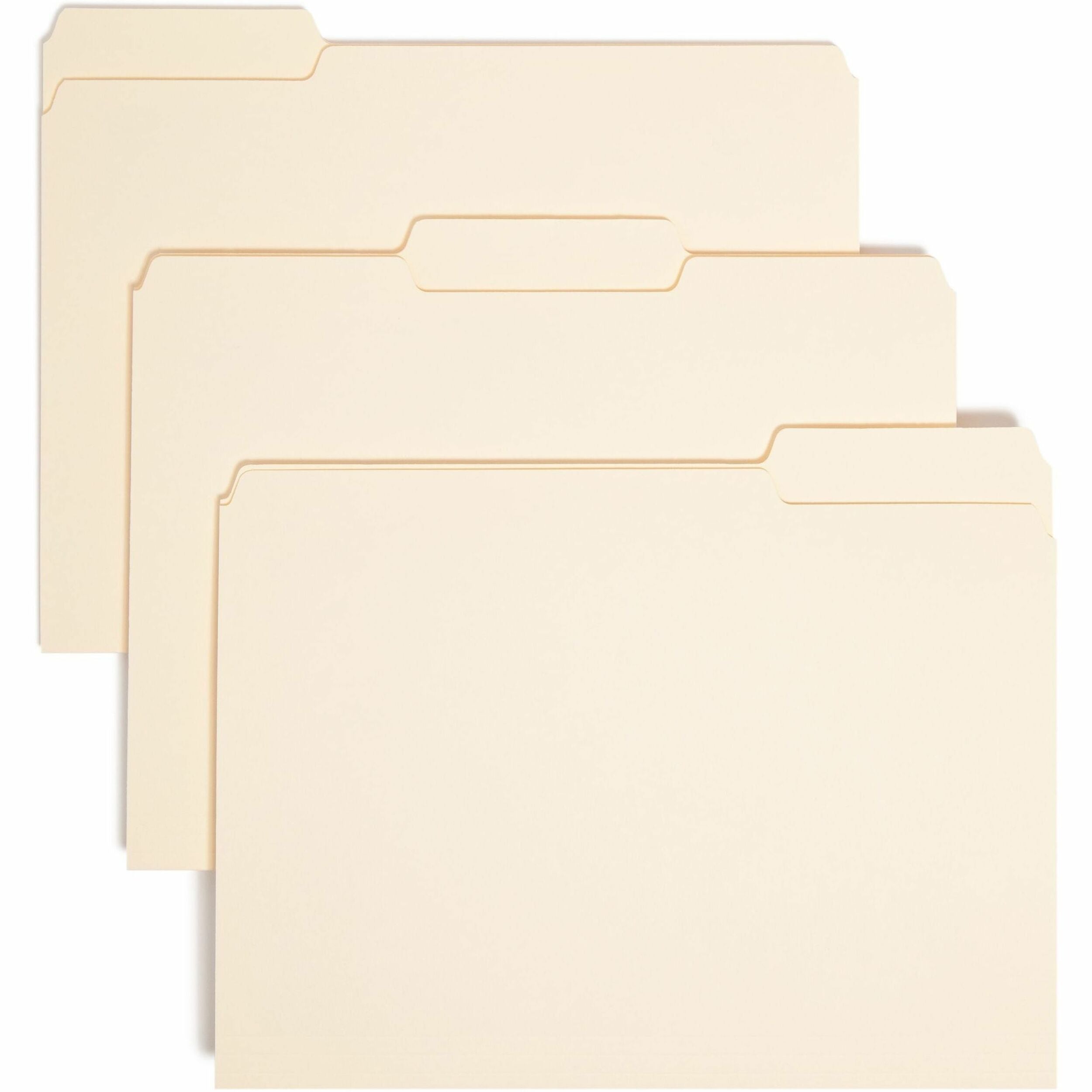 Smead 1/3 Tab Cut Letter Recycled Interior File Folder - 8 1/2" x 11" - 3/4" Expansion - Top Tab Location - Assorted Tab Position - 11 pt. - 1 Plys - Manila - 10% Recycled - 100 / Box
